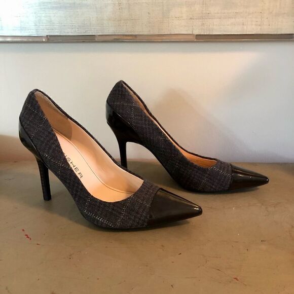 Marc Fisher brown, tweed with patten leather “Moyen” heels. - Picture 5 of 9